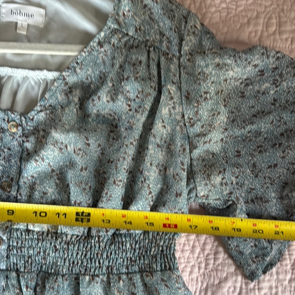 Bohme Floral Maxi Dress in Light Blue/Green With Lining - Picture 7 of 13